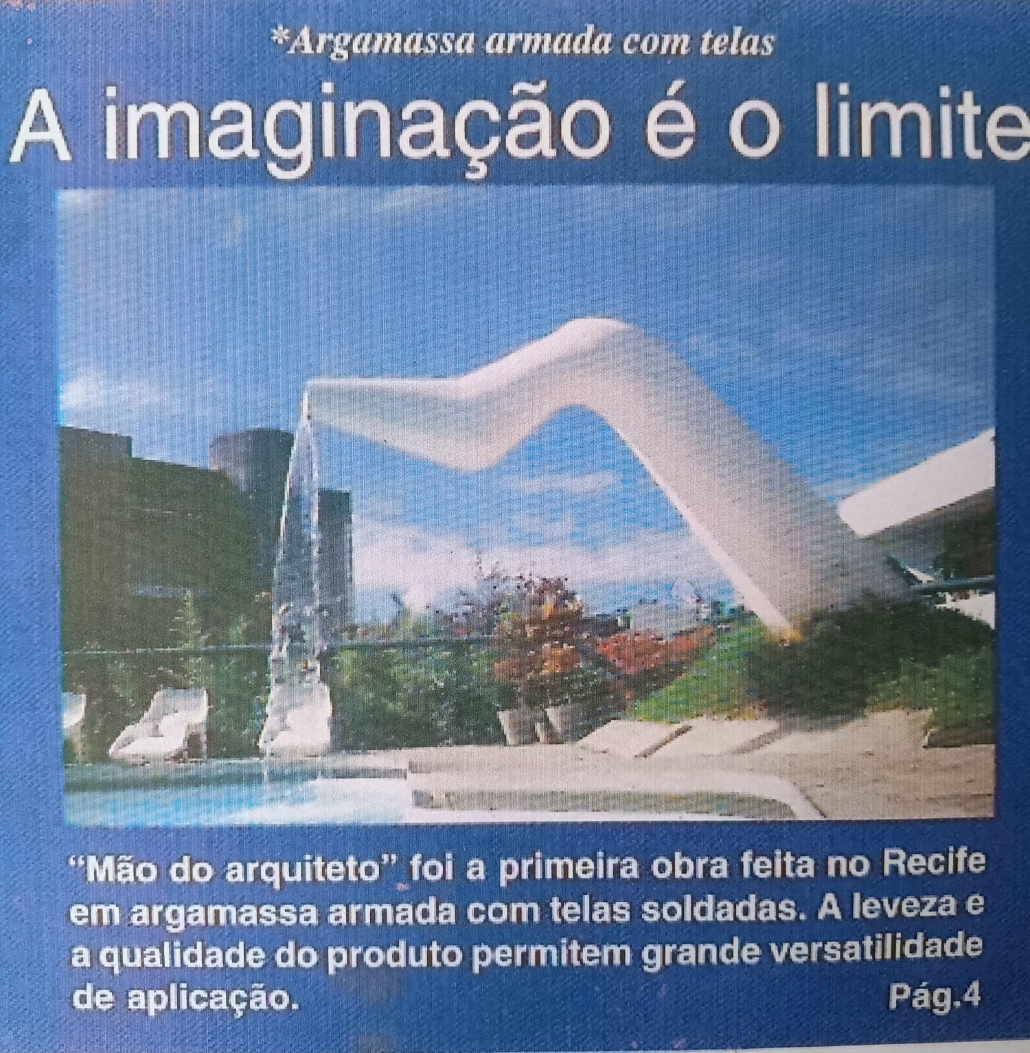 Monumento Mão do Arquiteto, primeira obra em argamassa armada com telas soldadas no Recife